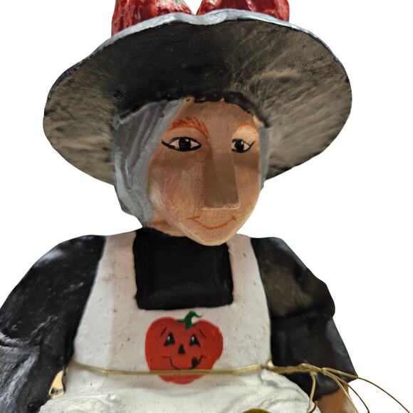 Vintage 1992 House Of Hatten 9.5" Halloween Witch Sitting On Pumpkin Figure - Picture 6 of 7